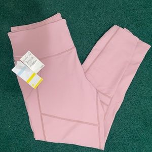 NWT Womens Zella Moto Leggings Ribbed High Waist Ankle Leggings XL Purple/Pink